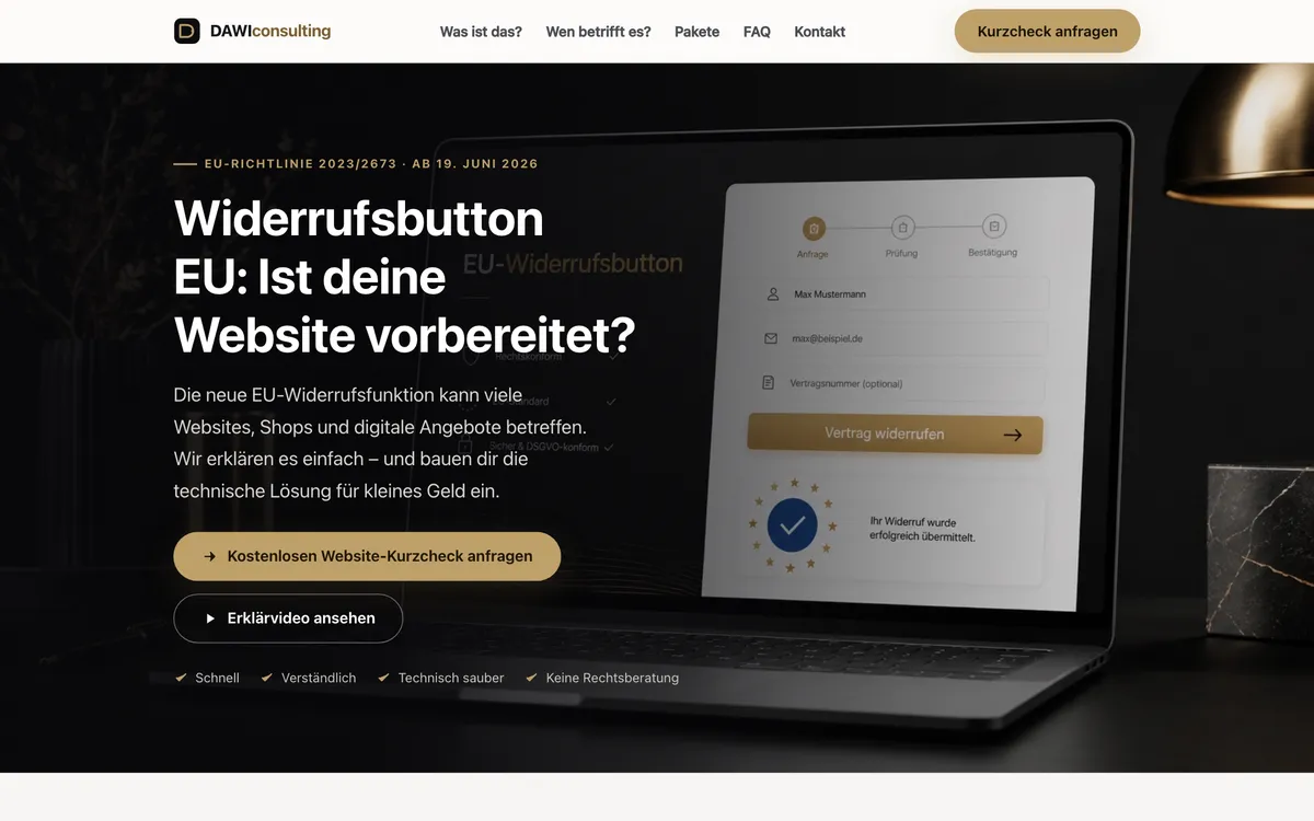 Widerrufsbutton EU — Website